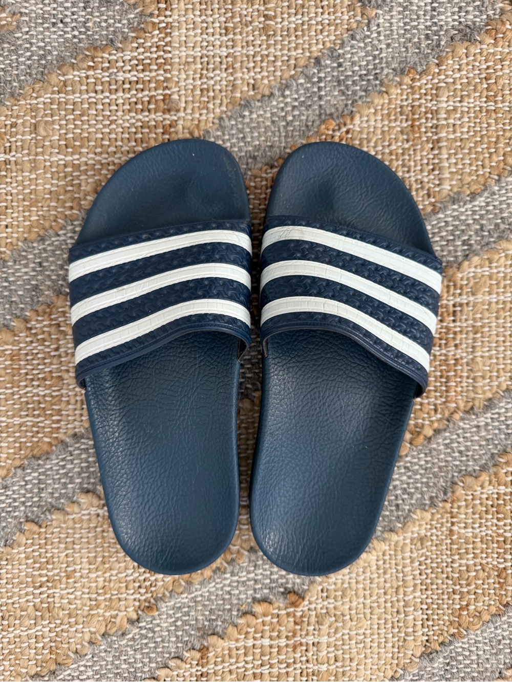 adidas Navy and White Slide Sandals